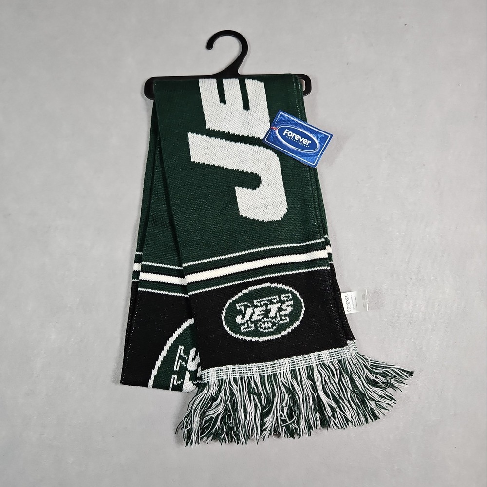 Forever Collectibles New York Jets NFL Green Black Knit Scarf NWT